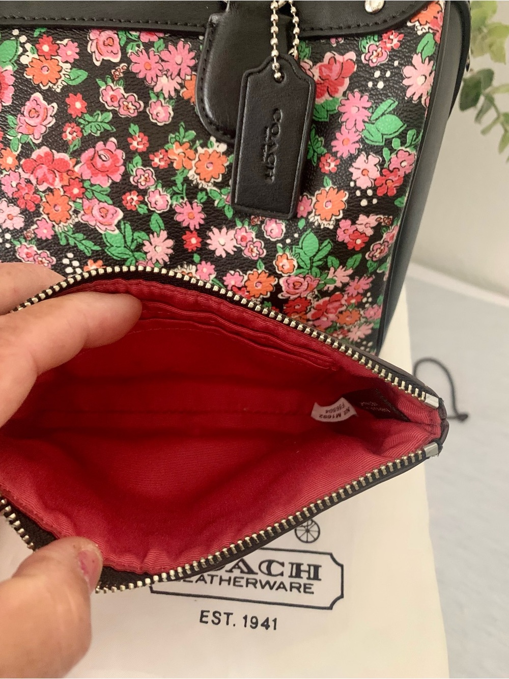 Coach Floral Mini Bennett Print Dome Satchel with Wristlet - Black & Pink - Picture 3 of 5